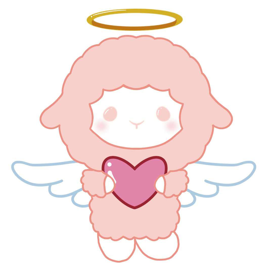 Cupid Fuwa holding heart sticker illustration