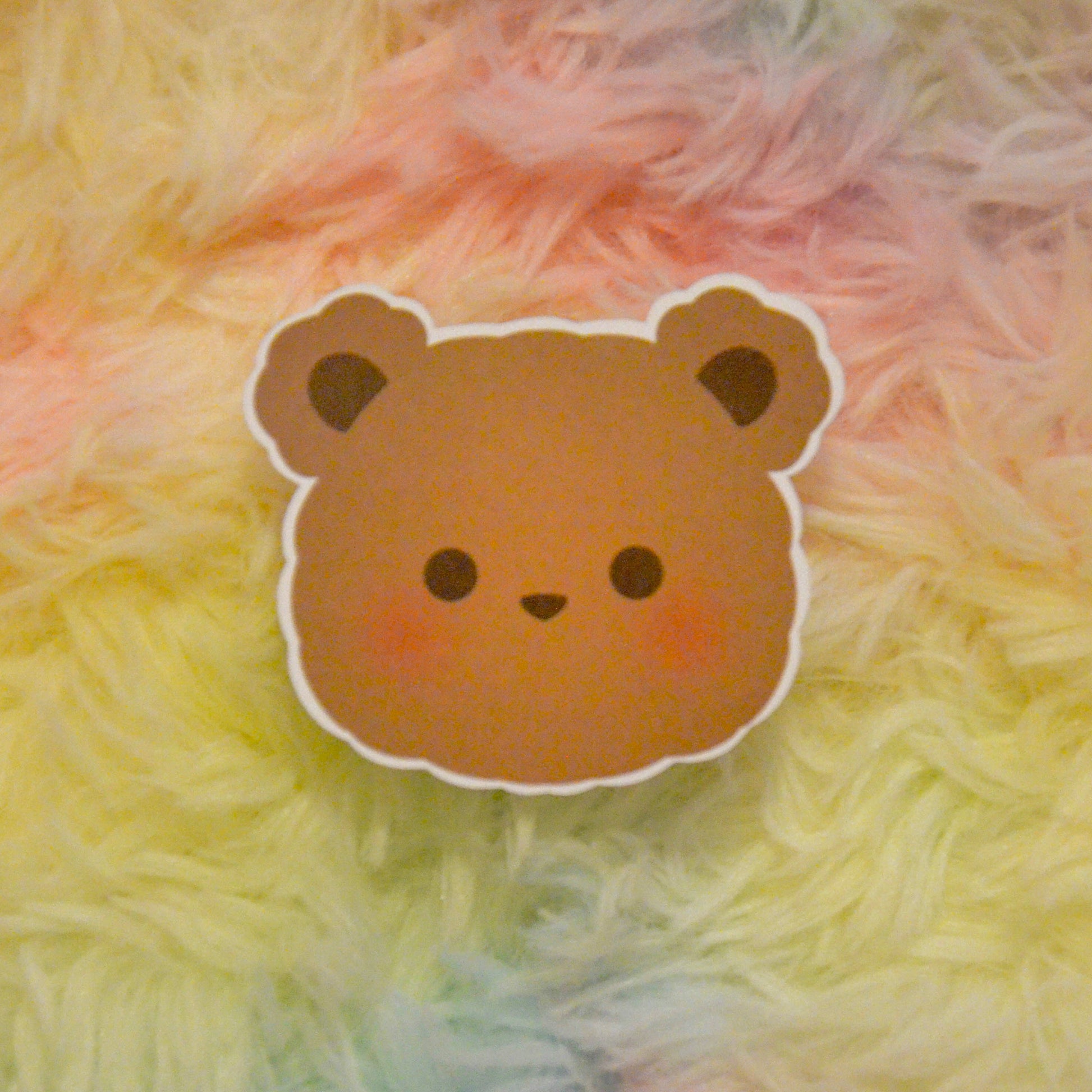 Mocha head sticker against rainbow background