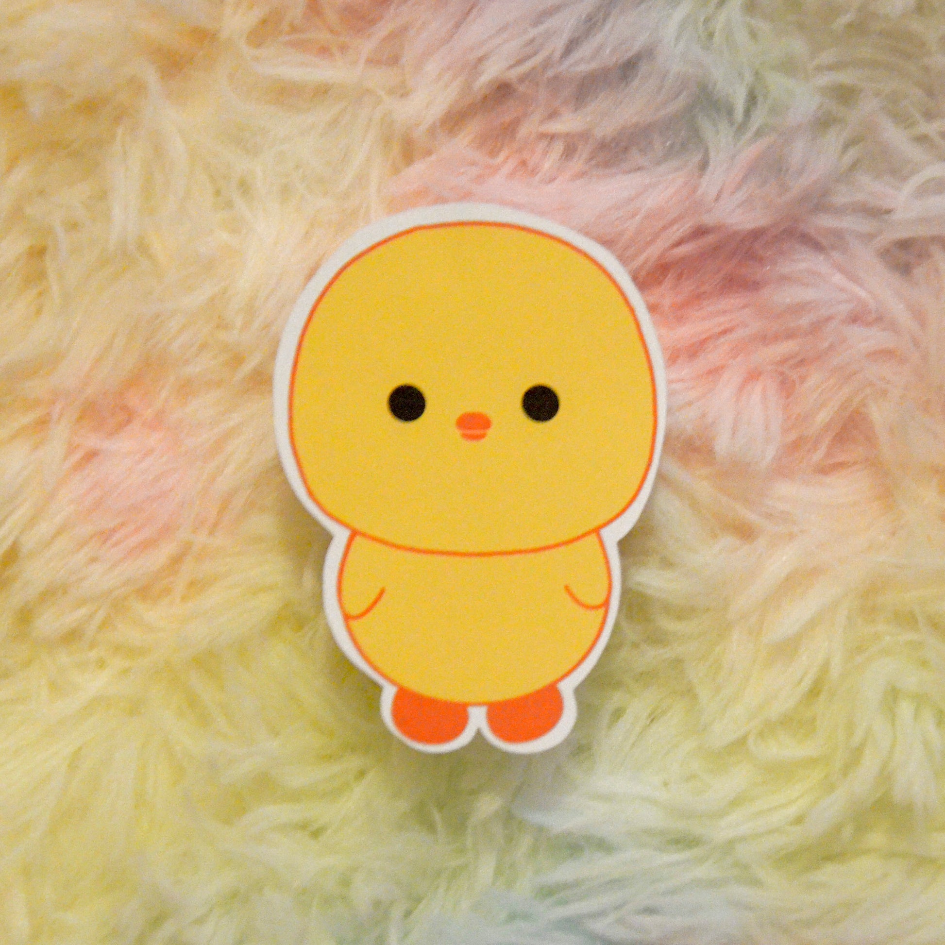 Peepbo full body sticker against rainbow background