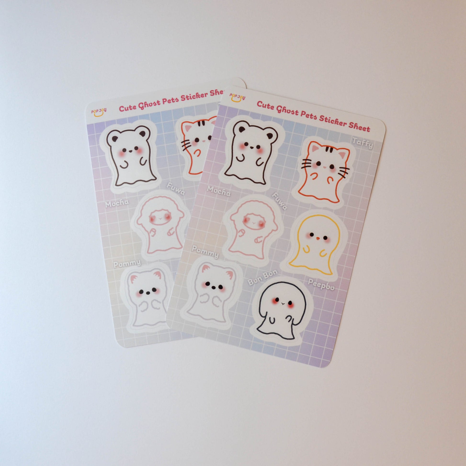 2 Cute Ghost Pets Sticker Sheets