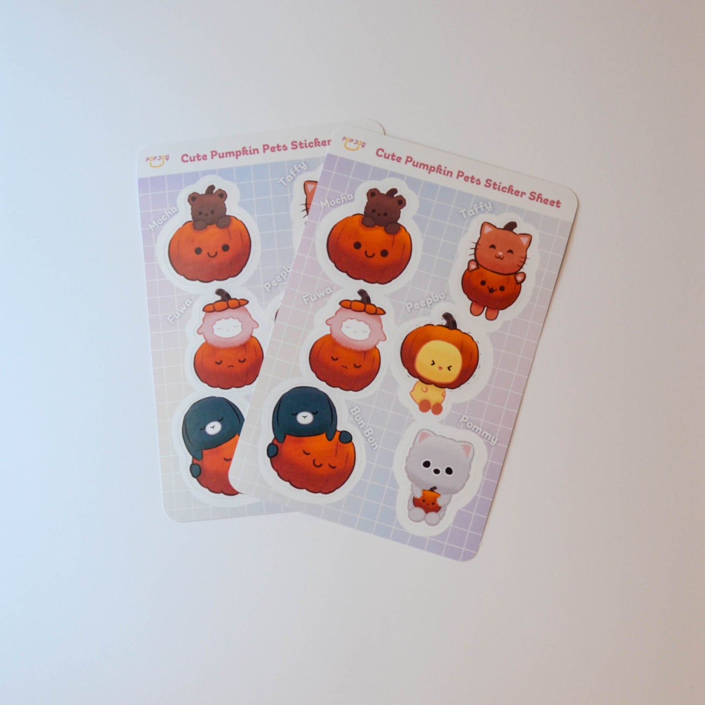 2 Cute Pumpkin Pets Sticker Sheets